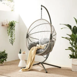 Harrington Rattan + Rope Indoor Outdoor SINGLE Hanging Chair
