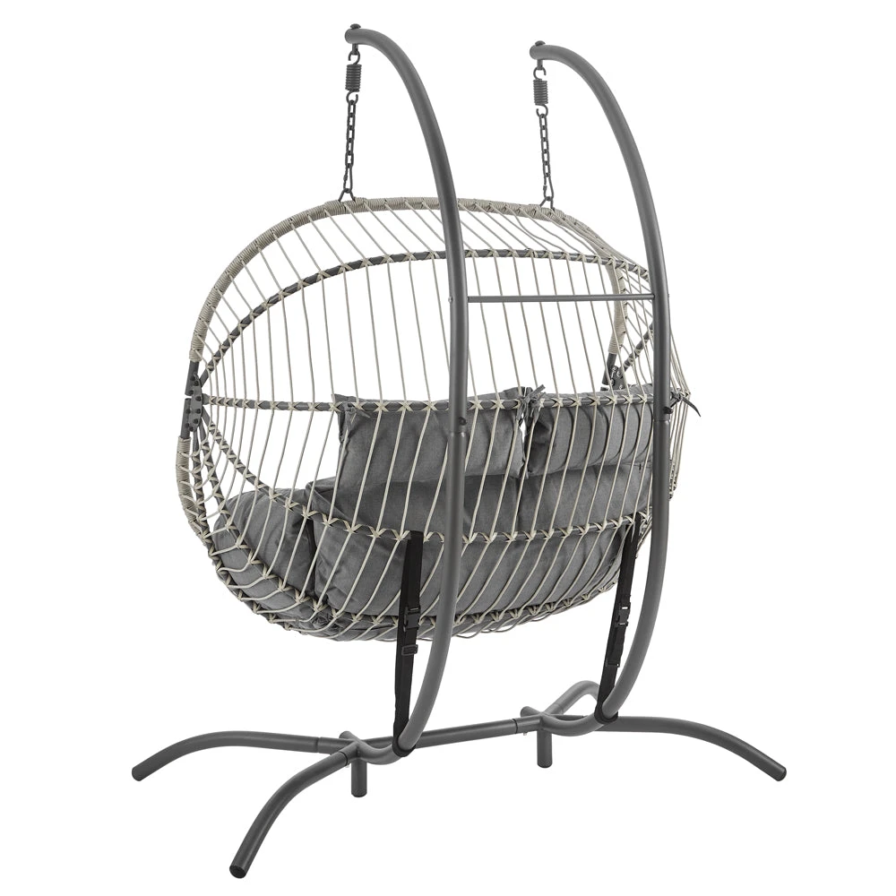 Harrington Rattan + Rope Indoor Outdoor DOUBLE Hanging Chair 8 Harrington Rattan + Rope Indoor Outdoor DOUBLE Hanging Chair - Image 6