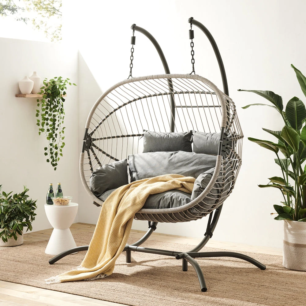 Harrington Rattan + Rope Indoor Outdoor DOUBLE Hanging Chair 3 Harrington Rattan + Rope Indoor Outdoor DOUBLE Hanging Chair