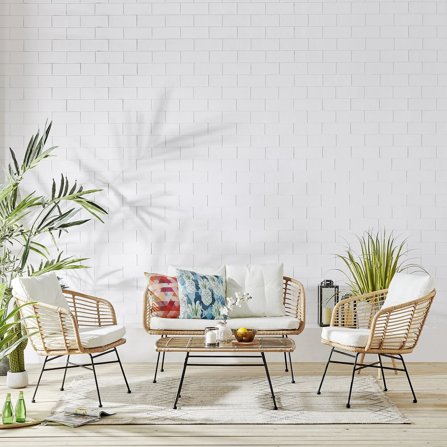 St Loy Natural 4 Seater Rattan Sofa Set 2 St Loy Natural 4 Seater Rattan Sofa Set