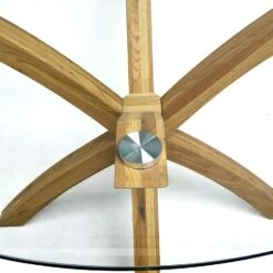 Lugano 110cm Round Glass Top Solid Oak Legs Dining Table -Entreprise Cc Shop 717s3 2BPHfNL. SL1500