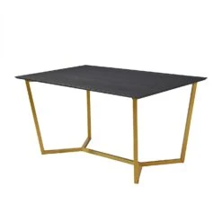 SIERRE 6 Seater Dark Oak Dining Table With Geometric Metal Legs -Entreprise Cc Shop 71HGKNX 2BaEL. SL1500