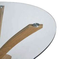 Lugano 110cm Round Glass Top Solid Oak Legs Dining Table -Entreprise Cc Shop 71eCpFc5ezL. SL1500
