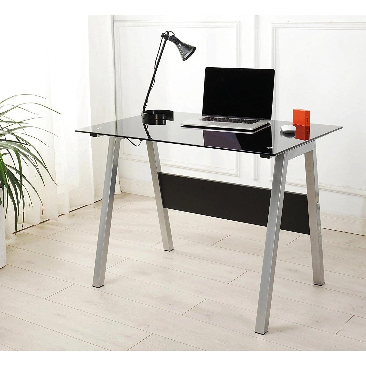 Tempered Glass Top Computer Desk 100 X 70 X 75 Cm, Black 3 Tempered Glass Top Computer Desk 100 X 70 X 75 Cm, Black - Image 2