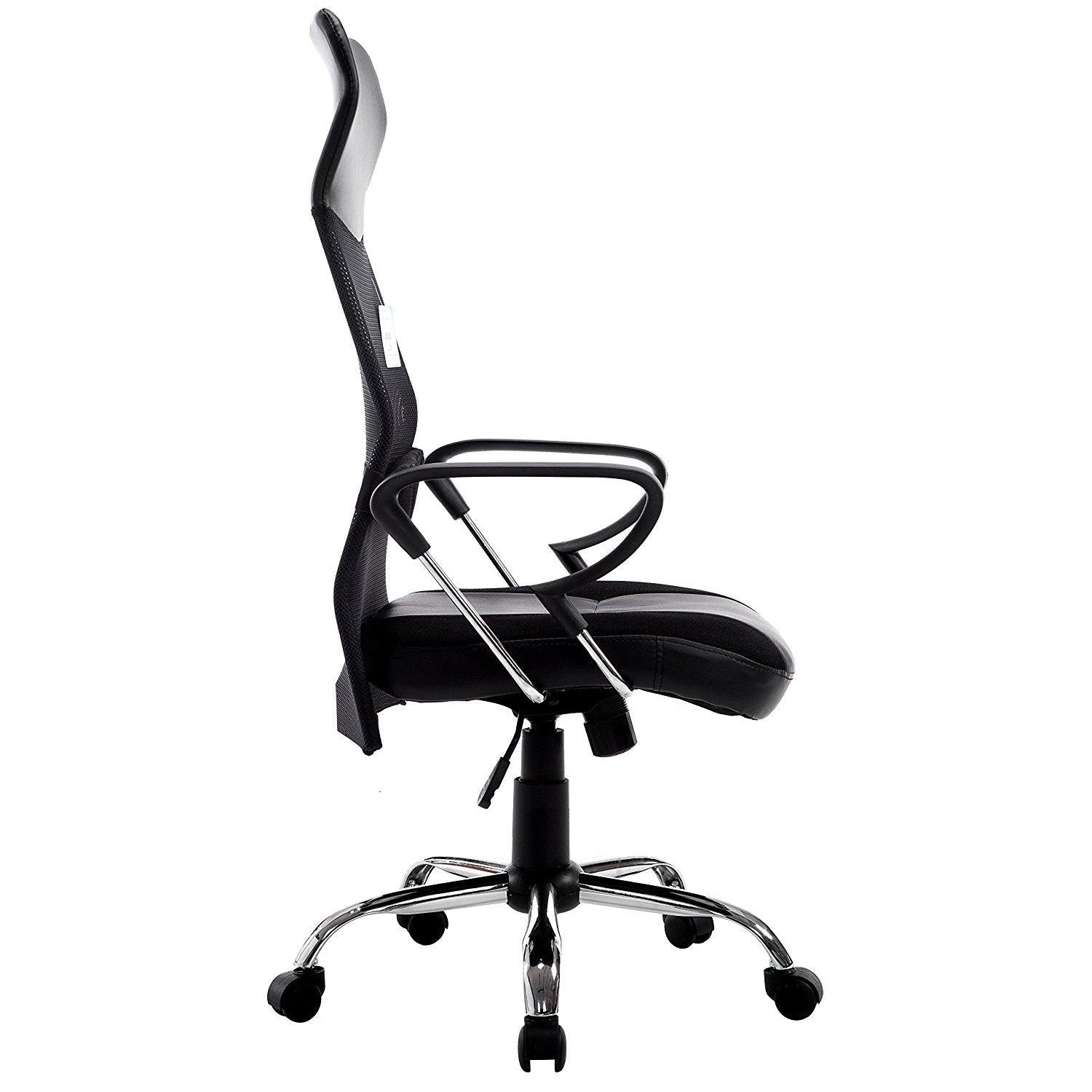 Sleek Design High Back Mesh Fabric Swivel Office Chair With Chrome Base, MO57 Black 4 Sleek Design High Back Mesh Fabric Swivel Office Chair With Chrome Base, MO57 Black - Image 2