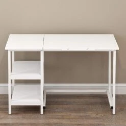 Atelier Adjustable Desk With Shelves In White -Entreprise Cc Shop 81RmZoGKgeL. SL1500
