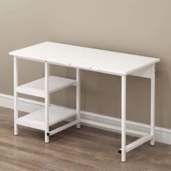 Atelier Adjustable Desk With Shelves In White -Entreprise Cc Shop 81dG7Dhi3BL. SL1500