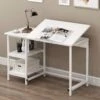 Atelier Adjustable Desk With Shelves In White