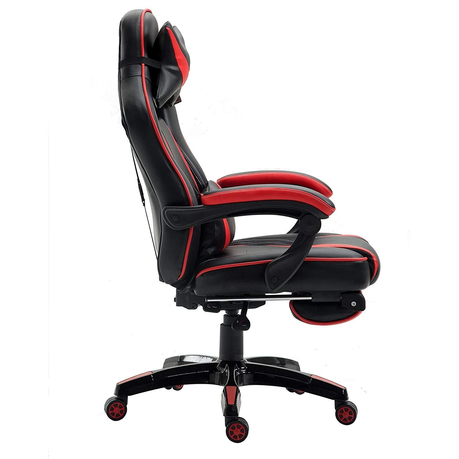 High Back Recliner Gaming Swivel Chair With Footrest & Adjustable Lumbar & Head Cushion, MR49 Black & Red 6 High Back Recliner Gaming Swivel Chair With Footrest & Adjustable Lumbar & Head Cushion, MR49 Black & Red - Image 4