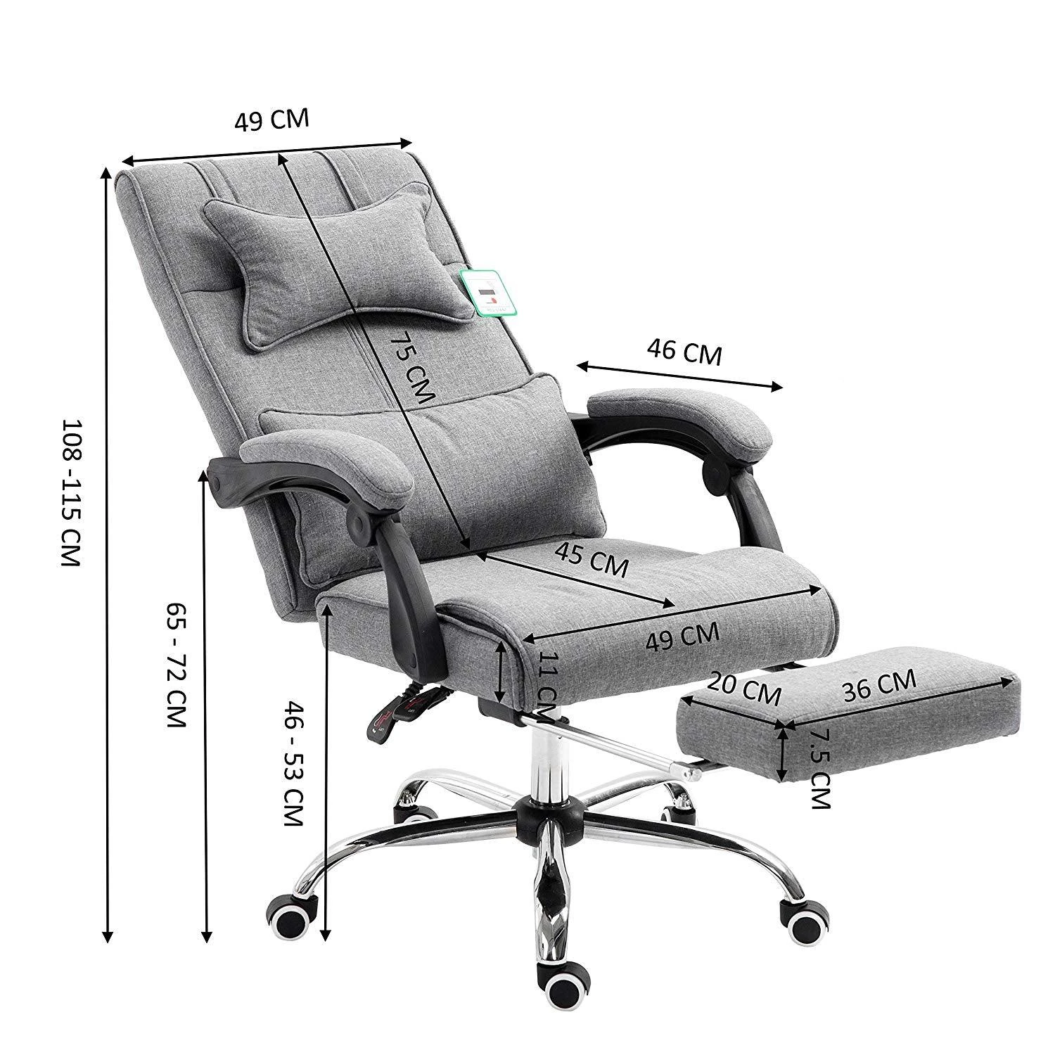 Lawrence Executive Reclining Chair With Foot And Headrest In Grey 4 Lawrence Executive Reclining Chair With Foot And Headrest In Grey - Image 2