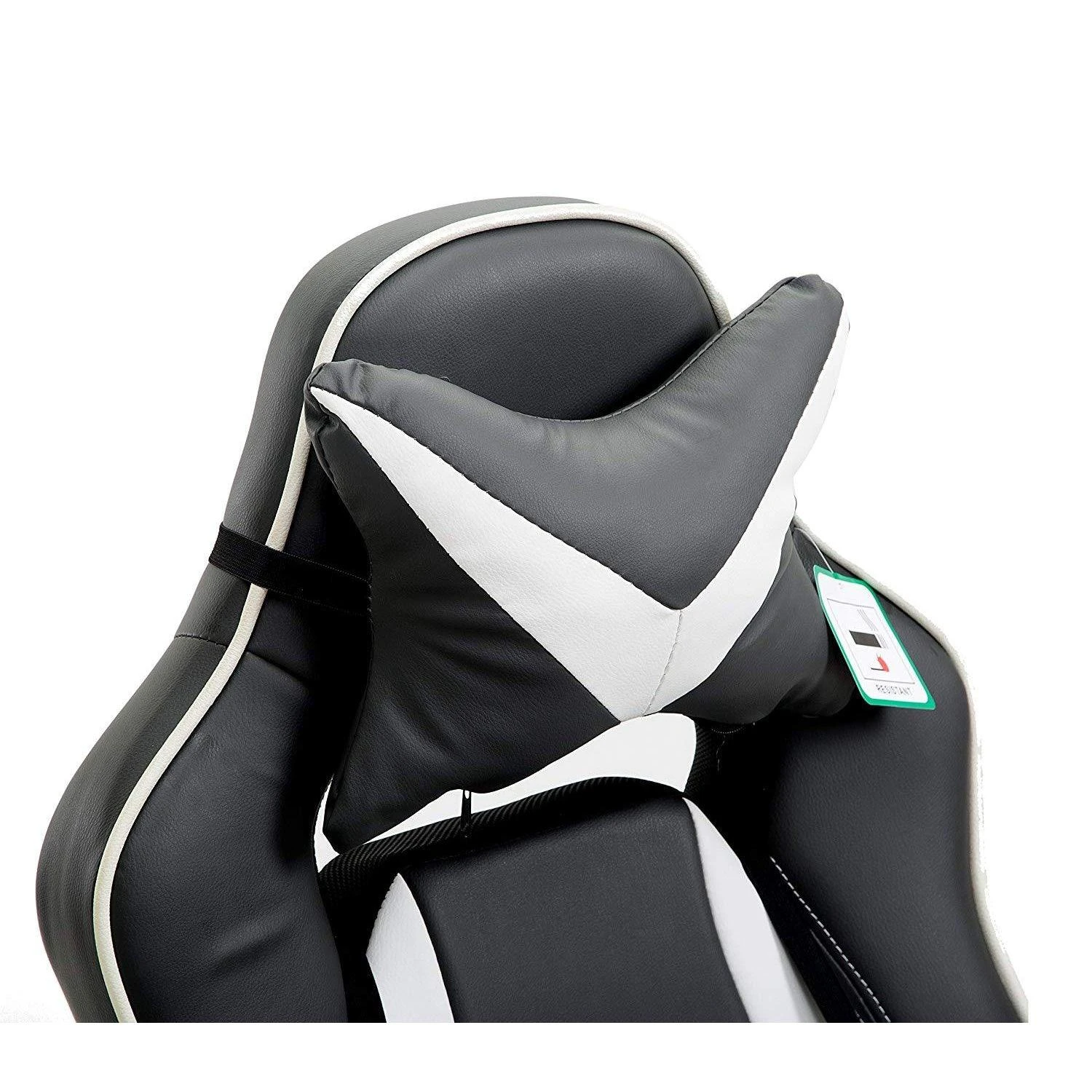 High Back Recliner Gaming Swivel Chair With Footrest & Adjustable Lumbar & Head Cushion, MR49 Black & White 9 High Back Recliner Gaming Swivel Chair With Footrest & Adjustable Lumbar & Head Cushion, MR49 Black & White - Image 7