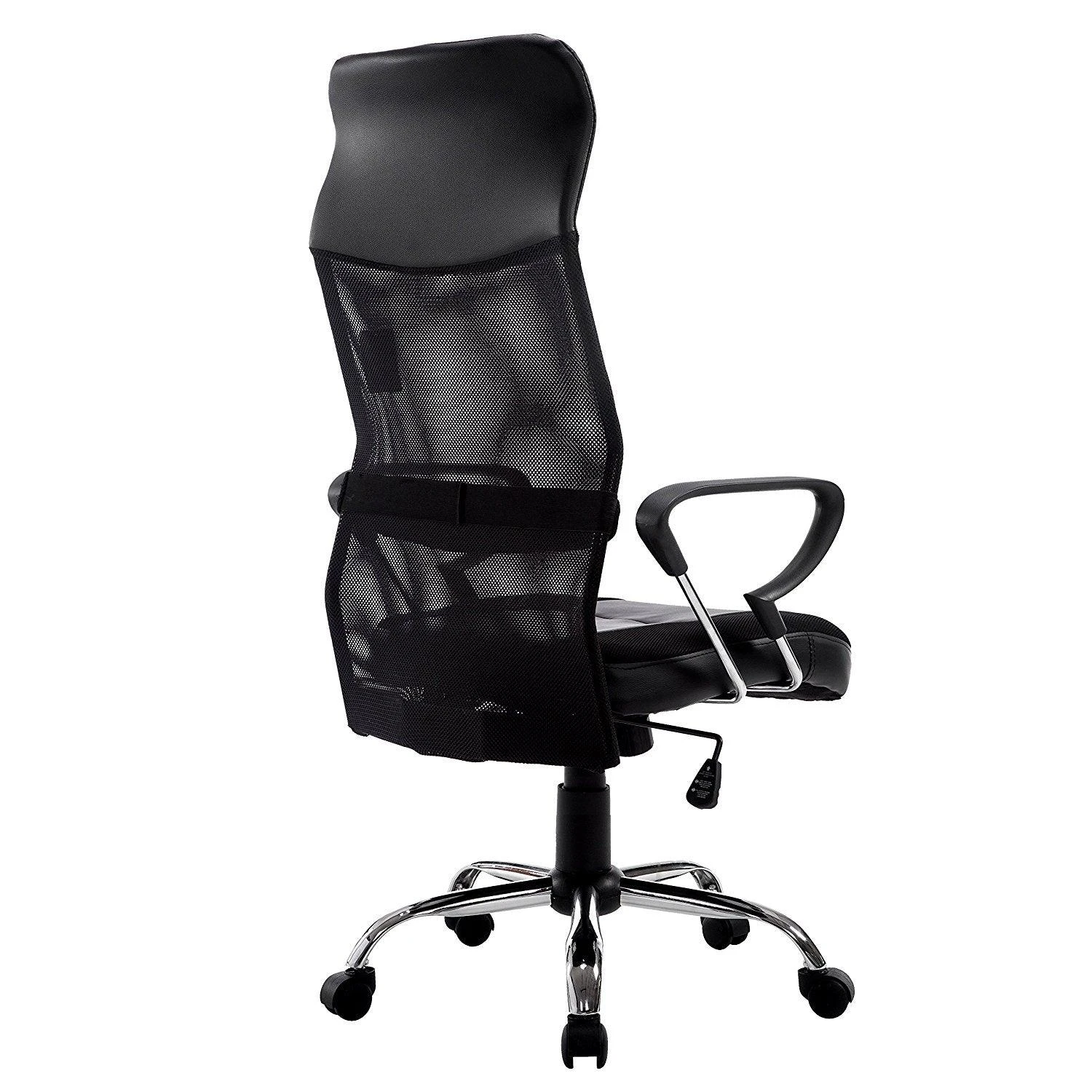 Sleek Design High Back Mesh Fabric Swivel Office Chair With Chrome Base, MO57 Black 6 Sleek Design High Back Mesh Fabric Swivel Office Chair With Chrome Base, MO57 Black - Image 4