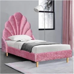 Cherry Tree Furniture ARIEL Pink Crushed Velvet Upholstered Kid's Princess Bed With Scalloped Headboard -Entreprise Cc Shop 91rXoXyP7QL. AC SL1500