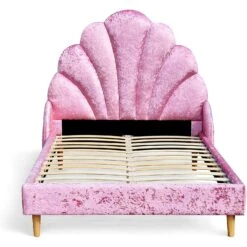 Cherry Tree Furniture ARIEL Pink Crushed Velvet Upholstered Kid's Princess Bed With Scalloped Headboard -Entreprise Cc Shop 91tkDZyeHdL. AC SL1500