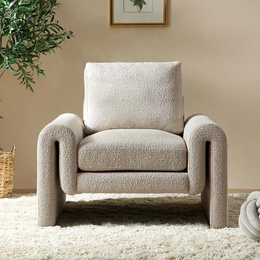 Hampstead Taupe Boucle Curved Armchair 4 Hampstead Taupe Boucle Curved Armchair - Image 2