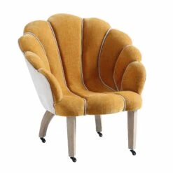 Barnard Scalloped Clam Chair, Mustard Chenille -Entreprise Cc Shop ACH 2163 MUSTARD CHENILLE WB1