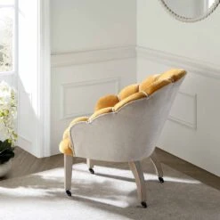 Barnard Scalloped Clam Chair, Mustard Chenille -Entreprise Cc Shop ACH 2163 MUSTARD CHENILLE scene2