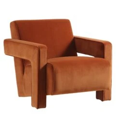 Brompton Sculptural Armchair, Rust Velvet 19 Brompton Sculptural Armchair, Rust Velvet -Entreprise Cc Shop ACH 2173 RUST VEL WB1