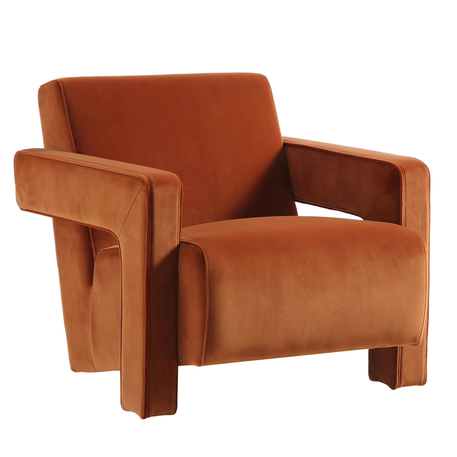 Brompton Sculptural Armchair, Rust Velvet 8 Brompton Sculptural Armchair, Rust Velvet - Image 6