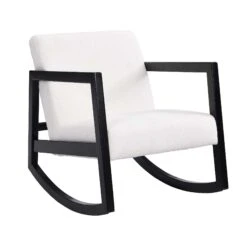 Fyne Ecru Boucle Rocking Armchair, Black Frame 14 Fyne Ecru Boucle Rocking Armchair, Black Frame -Entreprise Cc Shop ACH 38 ECRU BLACK WB1