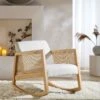 Fyne Ecru Boucle Rocking Armchair With Rattan Armrests