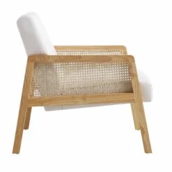 Fyne Beige Fabric Natural Frame Rattan Armchair -Entreprise Cc Shop ACH 608 BEIGEFAB NAT WB3