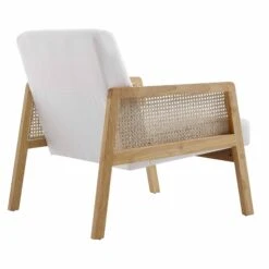 Fyne Beige Fabric Natural Frame Rattan Armchair -Entreprise Cc Shop ACH 608 BEIGEFAB NAT WB4