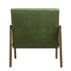 Fyne Moss Green Velvet Walnut Frame Rattan Armchair -Entreprise Cc Shop ACH 608 GREENVEL WALN WB5