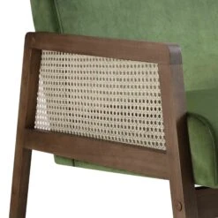 Fyne Moss Green Velvet Walnut Frame Rattan Armchair -Entreprise Cc Shop ACH 608 GREENVEL WALN detail3