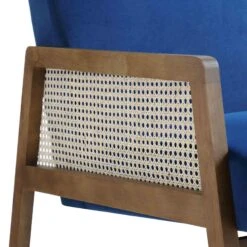 Fyne Navy Blue Velvet Walnut Frame Rattan Armchair 24 Fyne Navy Blue Velvet Walnut Frame Rattan Armchair -Entreprise Cc Shop ACH 608 NAVYVEL WALN detail3