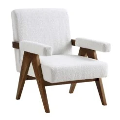 Chinnor White Boucle Accent Chair 15 Chinnor White Boucle Accent Chair -Entreprise Cc Shop ACH 729 WHITE BOUCLE WB2