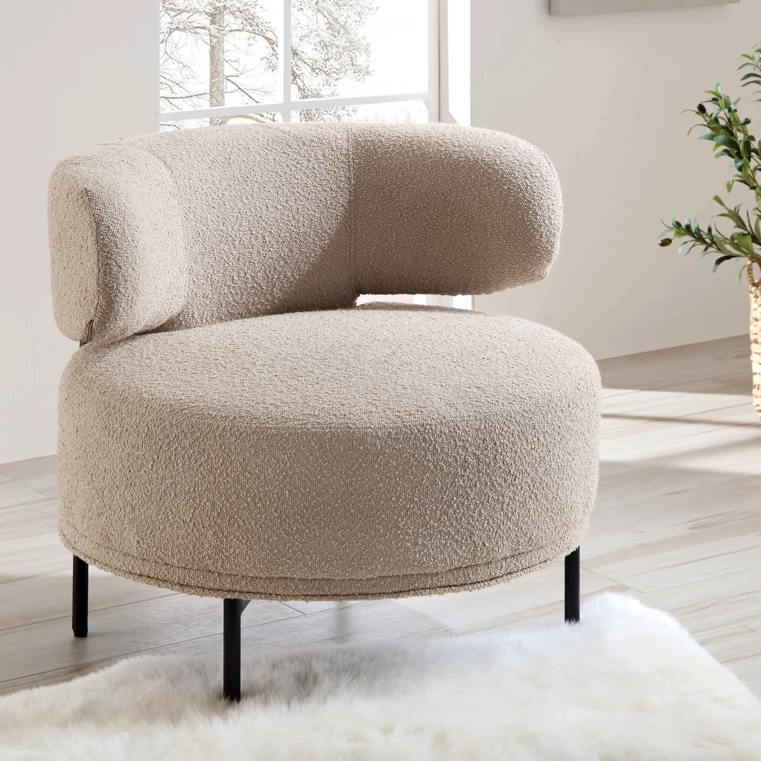 Penn Taupe Boucle Wing Back Accent Chair 3 Penn Taupe Boucle Wing Back Accent Chair