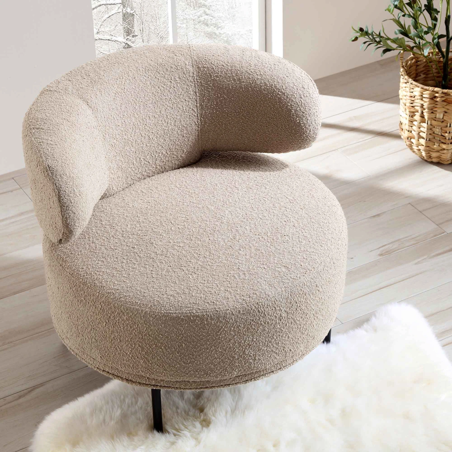 Penn Taupe Boucle Wing Back Accent Chair 4 Penn Taupe Boucle Wing Back Accent Chair - Image 2