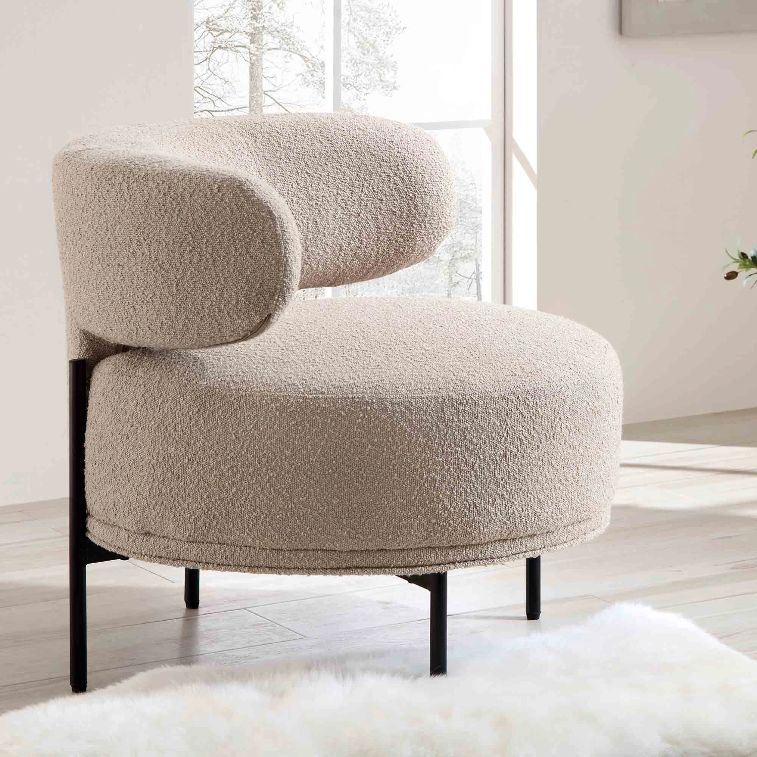 Penn Taupe Boucle Wing Back Accent Chair 5 Penn Taupe Boucle Wing Back Accent Chair - Image 3