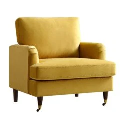 Brigette Mustard Velvet Armchair With Antique Brass Castor Legs 16 Brigette Mustard Velvet Armchair With Antique Brass Castor Legs -Entreprise Cc Shop AYSF 010 MUSTARD VEL 1ST WB1
