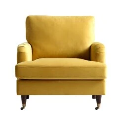Brigette Mustard Velvet Armchair With Antique Brass Castor Legs 15 Brigette Mustard Velvet Armchair With Antique Brass Castor Legs -Entreprise Cc Shop AYSF 010 MUSTARD VEL 1ST WB2