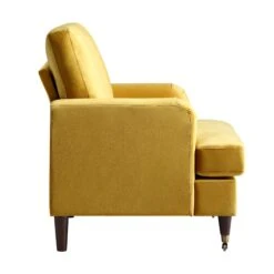Brigette Mustard Velvet Armchair With Antique Brass Castor Legs 18 Brigette Mustard Velvet Armchair With Antique Brass Castor Legs -Entreprise Cc Shop AYSF 010 MUSTARD VEL 1ST WB3