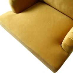 Brigette Mustard Velvet Armchair With Antique Brass Castor Legs 21 Brigette Mustard Velvet Armchair With Antique Brass Castor Legs -Entreprise Cc Shop AYSF 010 MUSTARD VEL 1ST detail2