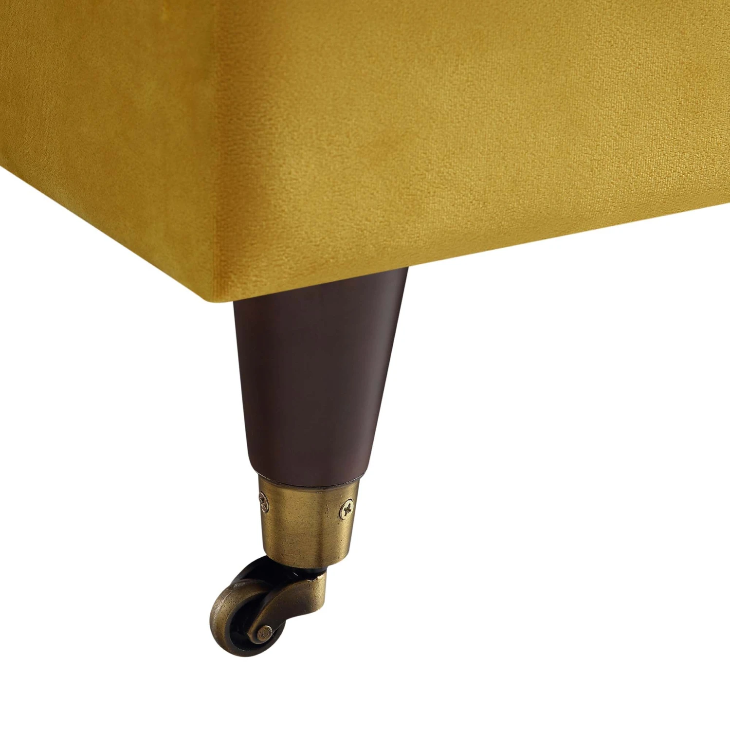 Brigette Mustard Velvet Armchair With Antique Brass Castor Legs 12 Brigette Mustard Velvet Armchair With Antique Brass Castor Legs - Image 10