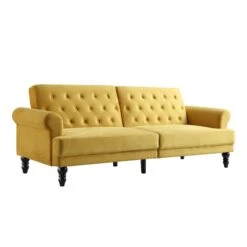 Hanney 3-Seater Chesterfield Sofabed In Mustard Yellow Velvet -Entreprise Cc Shop AYSF 011 MUSTARD VEL WB2