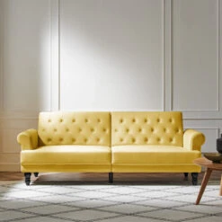 Hanney 3-Seater Chesterfield Sofabed In Mustard Yellow Velvet -Entreprise Cc Shop AYSF 011 MUSTARD VEL main