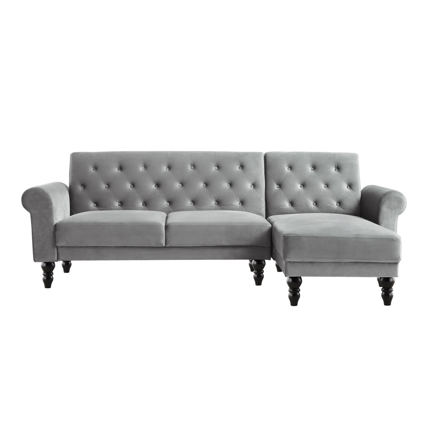 Hanney Chesterfield Chaise Sofabed In Grey Velvet 7 Hanney Chesterfield Chaise Sofabed In Grey Velvet - Image 5