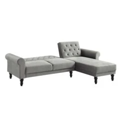 Hanney Chesterfield Chaise Sofabed In Grey Velvet 25 Hanney Chesterfield Chaise Sofabed In Grey Velvet -Entreprise Cc Shop AYSF 012 GREY VEL WB3