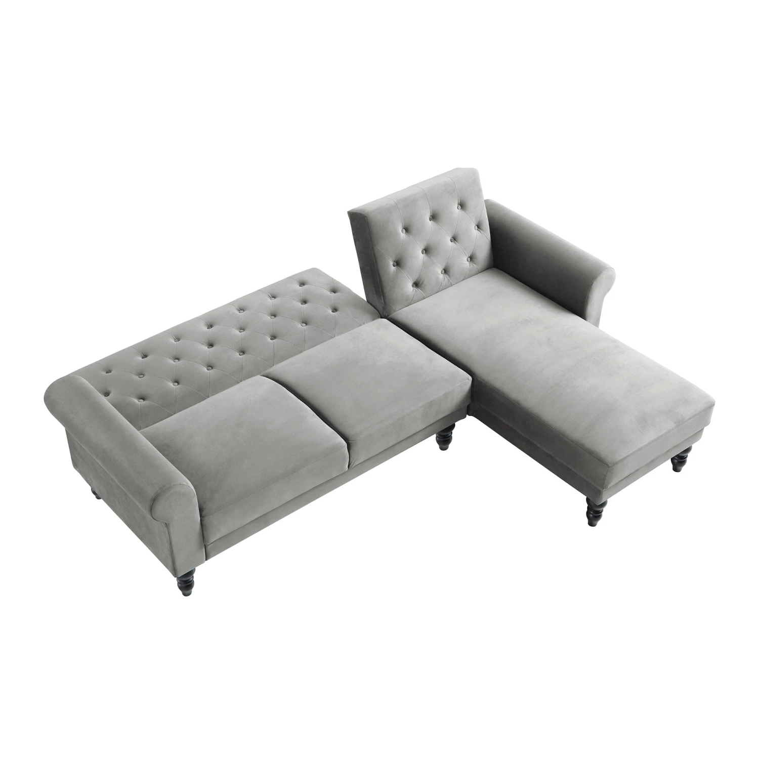 Hanney Chesterfield Chaise Sofabed In Grey Velvet 11 Hanney Chesterfield Chaise Sofabed In Grey Velvet - Image 9