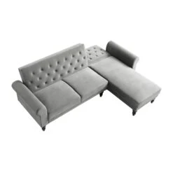 Hanney Chesterfield Chaise Sofabed In Grey Velvet 29 Hanney Chesterfield Chaise Sofabed In Grey Velvet -Entreprise Cc Shop AYSF 012 GREY VEL WB5