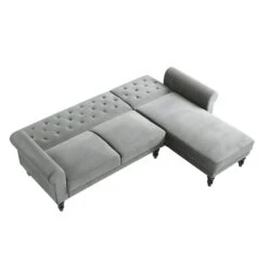 Hanney Chesterfield Chaise Sofabed In Grey Velvet 26 Hanney Chesterfield Chaise Sofabed In Grey Velvet -Entreprise Cc Shop AYSF 012 GREY VEL WB6