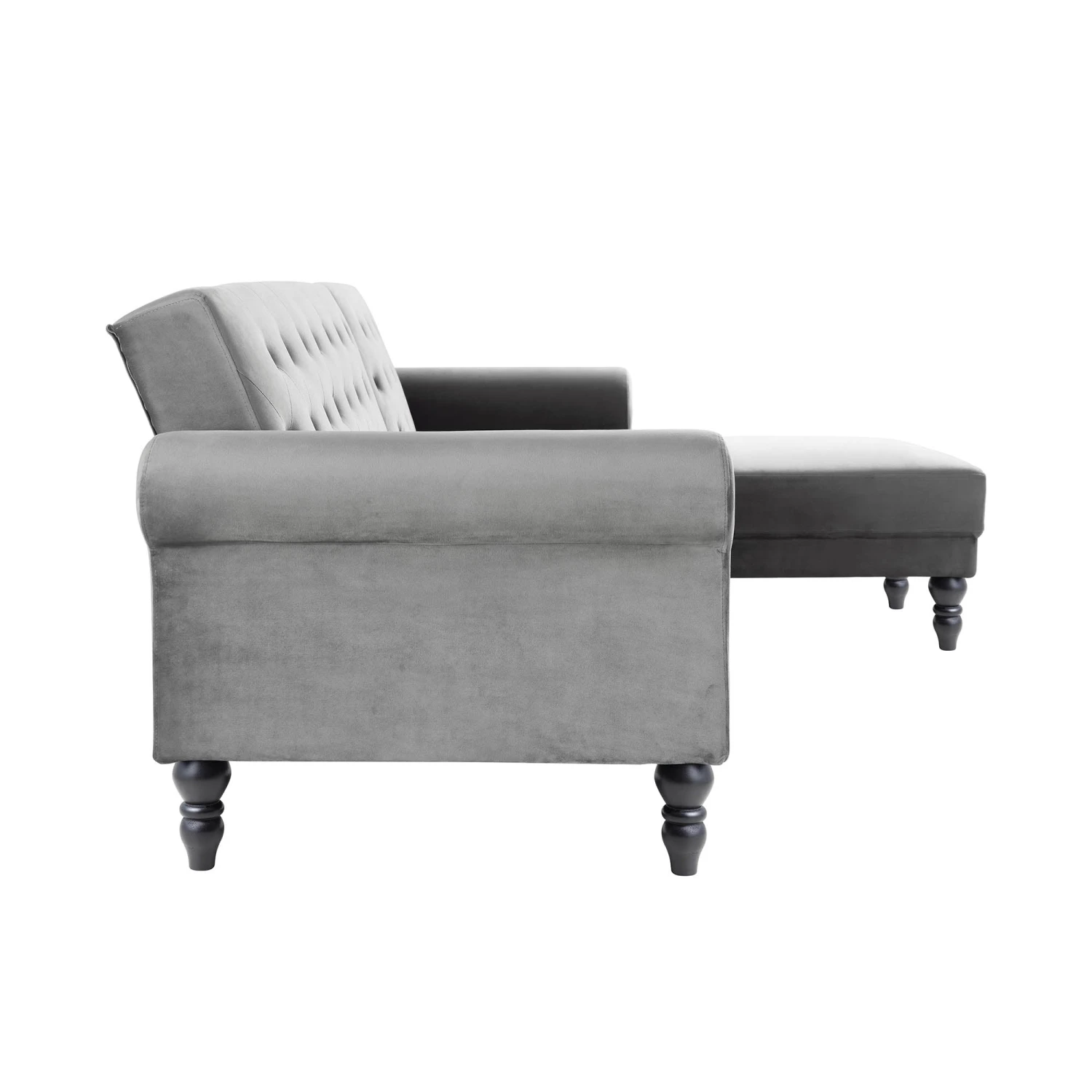 Hanney Chesterfield Chaise Sofabed In Grey Velvet 14 Hanney Chesterfield Chaise Sofabed In Grey Velvet - Image 12