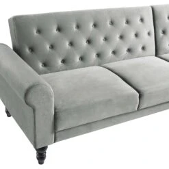 Hanney Chesterfield Chaise Sofabed In Grey Velvet 33 Hanney Chesterfield Chaise Sofabed In Grey Velvet -Entreprise Cc Shop AYSF 012 GREY VEL detail1