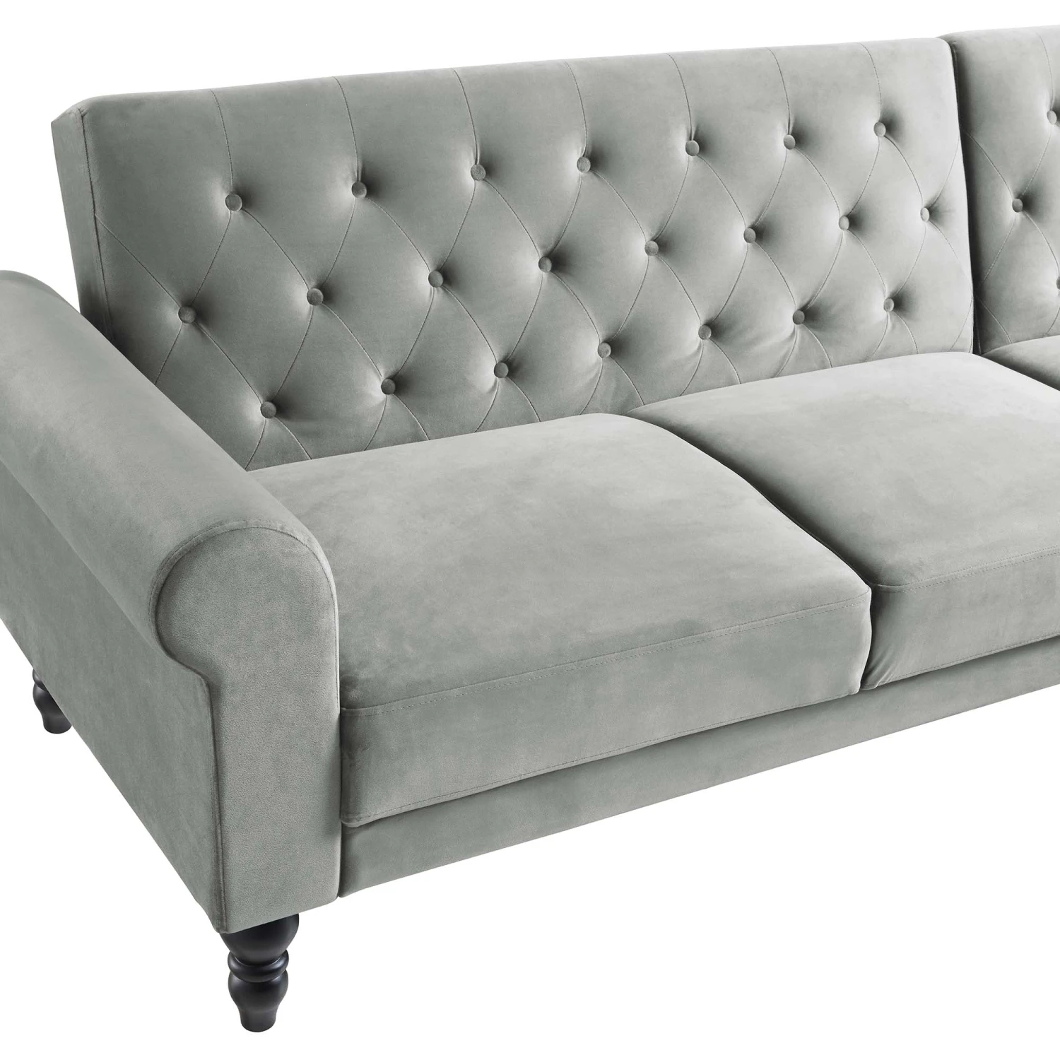 Hanney Chesterfield Chaise Sofabed In Grey Velvet 16 Hanney Chesterfield Chaise Sofabed In Grey Velvet - Image 14
