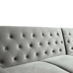 Hanney Chesterfield Chaise Sofabed In Grey Velvet 34 Hanney Chesterfield Chaise Sofabed In Grey Velvet -Entreprise Cc Shop AYSF 012 GREY VEL detail2